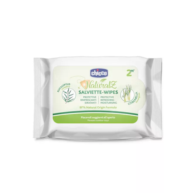 Chicco Szúnyogriasztó és Frissítő Kendők 97% Természetes Összetevőkkel 20db, 2 Hónapos Kortól