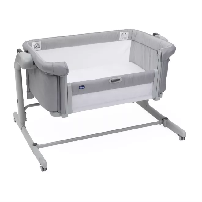 Chicco Next2Me Magic Evo Babaágy Grey Mist - Oldalra Nyitható, Magasságállítható és Légáteresztő Co-Sleeping Kiságy Újszülöttkortól
