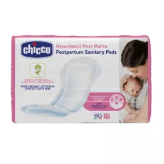   Chicco Szülés Utáni Betétek 100% Organikus Pamutból, 10db - Légáteresztő, Kíméletes és Hipoallergén Anyag