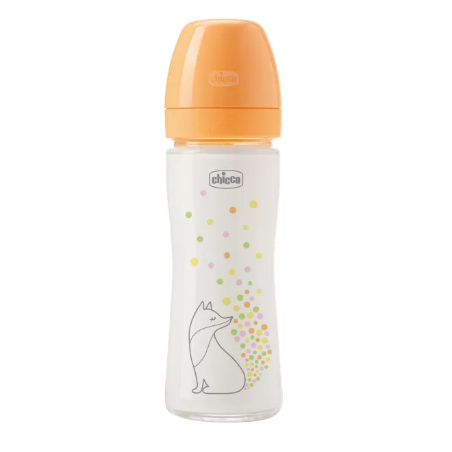 Chicco Üveg Cumisüveg Perfect Easy 240ml Lassú Folyású Szilikon Cumifejjel Lányoknak Újszülött Kortól - Kényelmes Etetéshez és Természetes Cumizási Élményhez