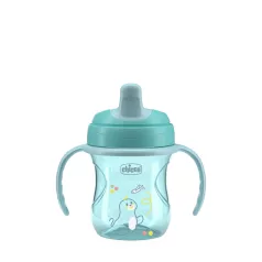   Chicco Training Teal Tanulópohár Fülekkel 6 Hónapos Kortól - Stabil Ivástanulás Babáknak