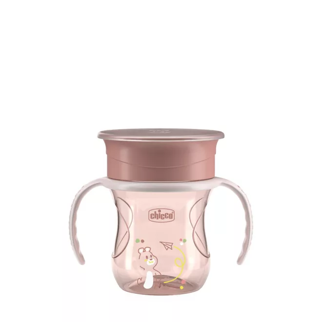 Chicco 360 Perfect X Pink Tanulópohár Fülekkel 12 Hónapos Kortól - Kényelmes Fogás Kisgyermekeknek