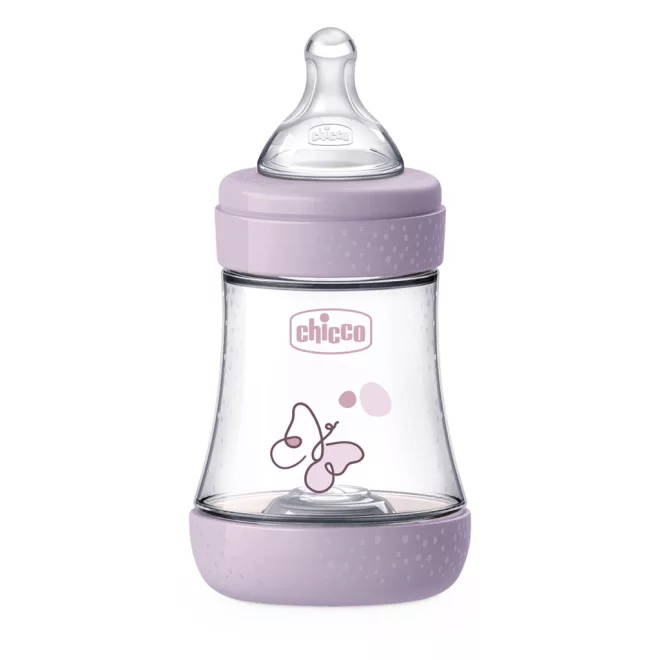 Chicco Perfect5 Pink Antikólikus Cumisüveg 150ml Lassú Folyású Cumival, Újszülött Kortól