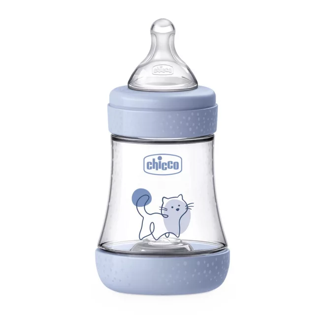 Chicco Perfect5 Blue Antikólikus Cumisüveg 150ml Lassú Folyású Cumival, Újszülött Kortól