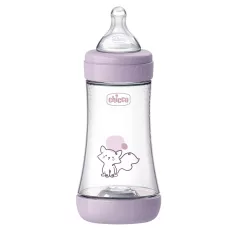   Chicco Perfect5 Pink Antikólikus Cumisüveg 240ml Közepes Folyású Cumival, 2 Hónapos Kortól