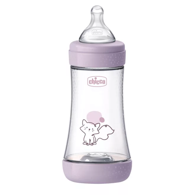 Chicco Perfect5 Pink Antikólikus Cumisüveg 240ml Közepes Folyású Cumival, 2 Hónapos Kortól