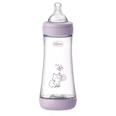   Chicco Perfect5 Pink Antikólikus Cumisüveg 300ml Gyors Folyású Cumival, 4 Hónapos Kortól