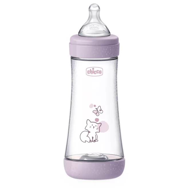 Chicco Perfect5 Pink Antikólikus Cumisüveg 300ml Gyors Folyású Cumival, 4 Hónapos Kortól