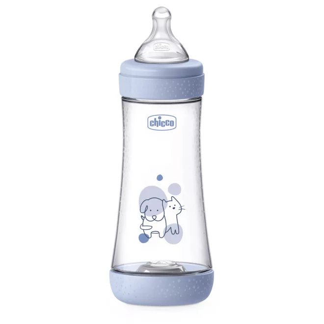 Chicco Perfect5 Blue Antikólikus Cumisüveg 300ml Gyors Folyású Cumival, 4 Hónapos Kortól