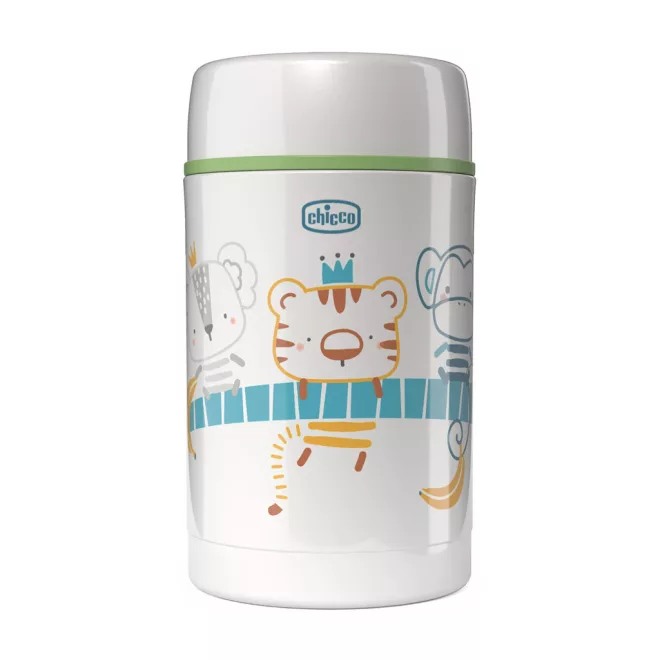 Chicco Go Out Rozsdamentes Acél Ételtermosz Csavaros Fedéllel, Akár 6 Órás Hőtartás, 500ml