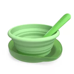   Chicco Go Out Utazó Etetőkészlet Összecsukható 250ml Szilikon Tányérral, Kanállal és Tokkal