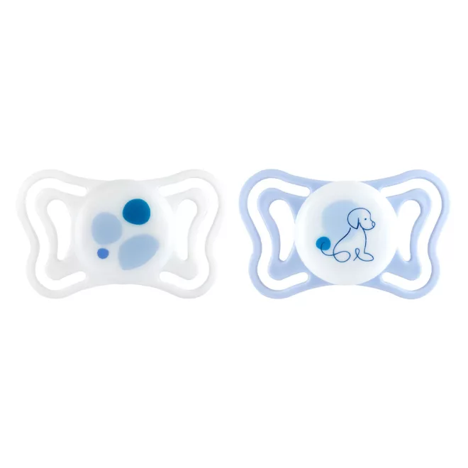 Chicco PhysioForma Light Kék Szilikon Fogszabályozó Cumi 2-6 Hónapos Korig, Ortodontikus Baba Cumi 2db