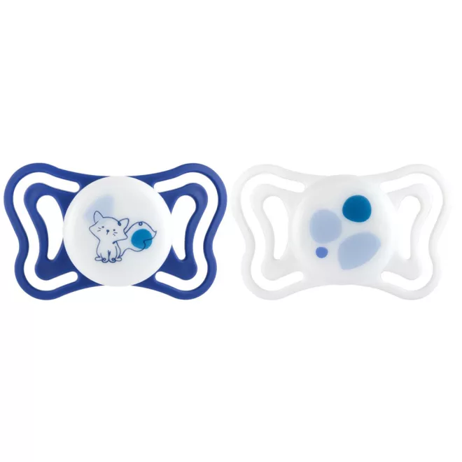 Chicco PhysioForma Light Kék Szilikon Fogszabályozó Cumi 16-36 Hónapos Korig, Ortodontikus Baba Cumi 2db