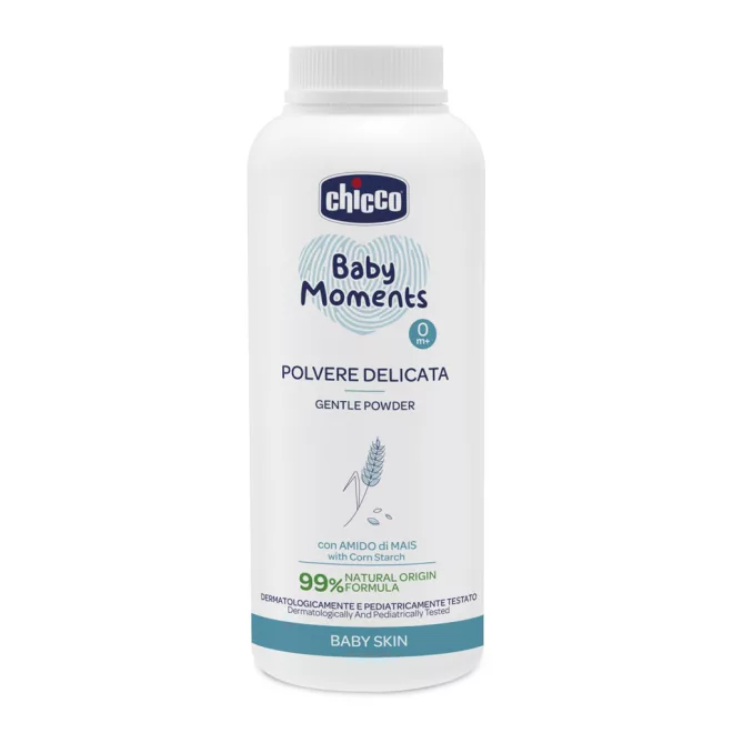 Chicco Baby Moments Babapúder Kaolinnal és Kukoricakeményítővel 130g, Talkummentes Bőrápoláshoz