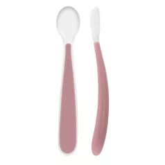   Chicco Szilikon Baba Kanál Soft pink 2db, 6 Hónapos Kortól, Puha Kialakítással