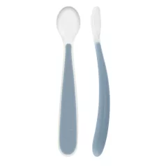 Chicco Szilikon Kanál Soft Blue 2db, 6 Hónapos Kortól – Puha Szilikonból, Önálló Étkezés Tanulásához