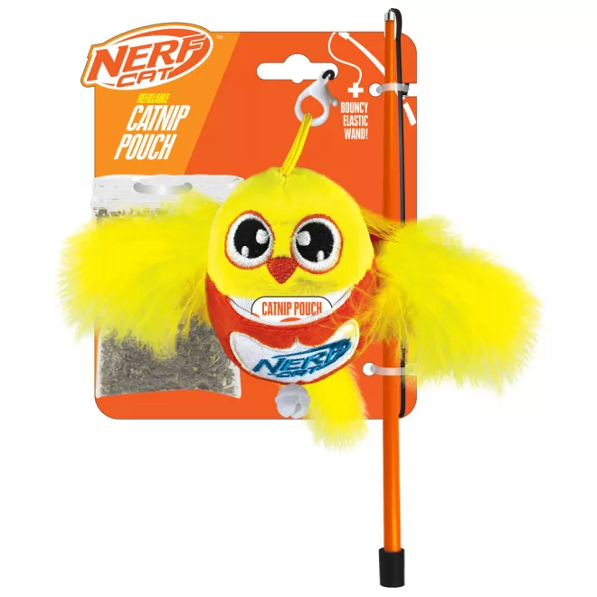Nerf Cat Macskajáték Plüss Madár Csengővel és Pálcával 9 Cm – Aktív Játékhoz és Lefárasztáshoz
