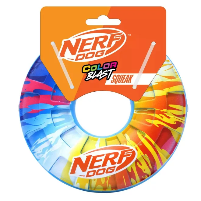 Nerf Dog Kutyajáték Sípoló Karika Színes Fogantyúval 15 Cm – Aktív Játékhoz és Lefárasztáshoz