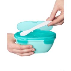   Skip Hop Easy Serve Tálka Kanállal és Védőtokban Teal 240ml - BPA-mentes, Csúszásmentes Etetőtál 3 Hónapos Kortól
