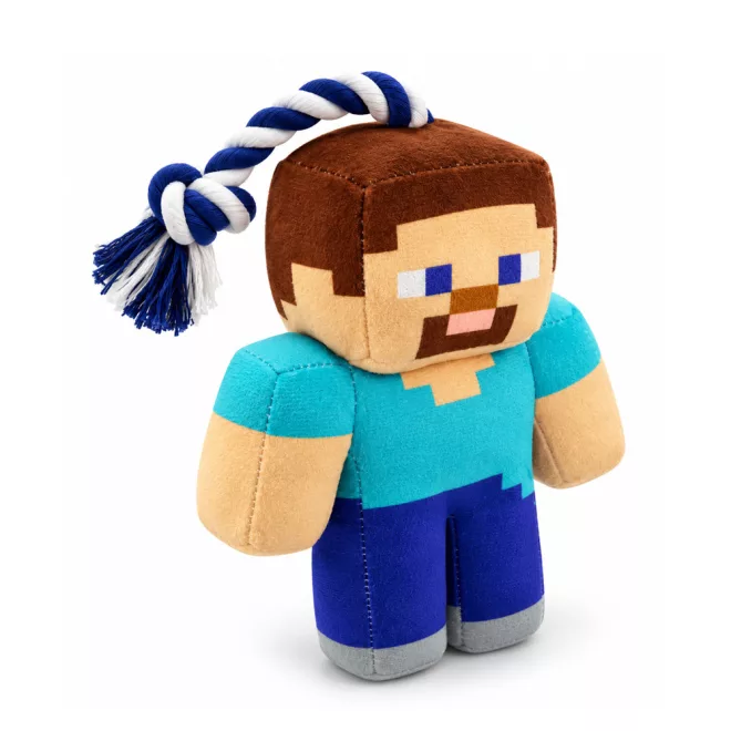 Minecraft Steve Plüss Kutyajáték Erős Kötéllel, Húzós Játékhoz és Apportírozáshoz, 20cm