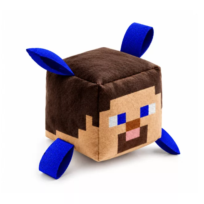 Minecraft Steve Sípoló Kutyajáték Kocka Rágáshoz és Apportírozáshoz, 8cm