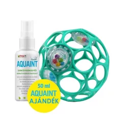   Baby Einstein Oball Bright Starts Rattle Türkizkék Készségfejelsztő Csögő és Rágóka + Ajándék Aquaint Tisztító Folyadák 50ml