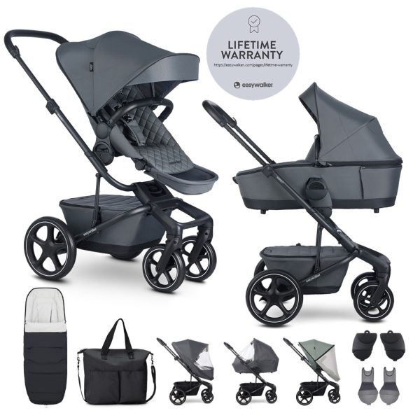 EasyWalker Harvey5 Premium Kombinált Babakocsi XXL RWS Mineral Grey - Prémium Rugózás, Luxus Kivitel