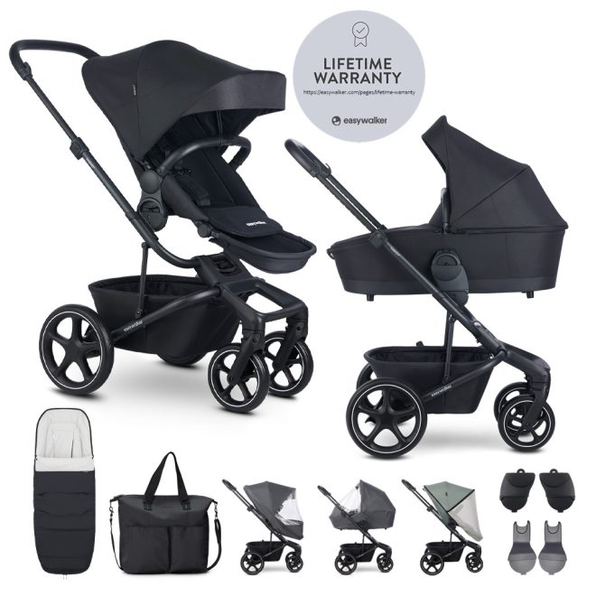 EasyWalker Harvey⁵ Air xxL Kombinált Babakocsi Midnight Black - Prémium Babakocsi Terepre és Városba Újszülötteknek