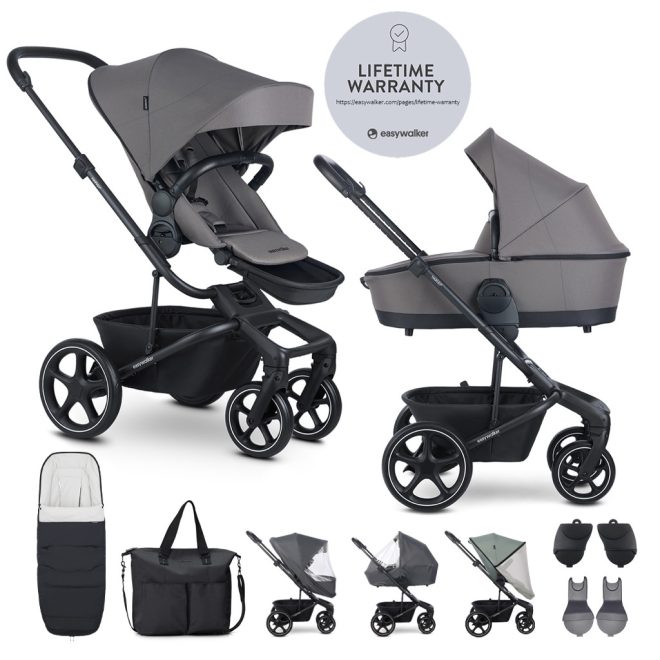 EasyWalker Harvey5 Kombinált Babakocsi xxL RWS Pebble Grey - Prémium Rugózás, Könnyed Irányítás