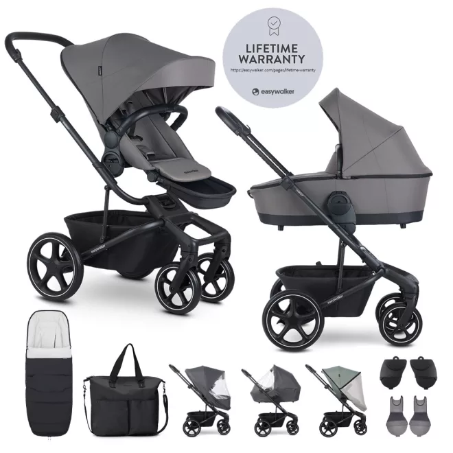 EasyWalker Harvey5 Kombinált Babakocsi xxL RWS Pebble Grey - Prémium Rugózás, Könnyed Irányítás