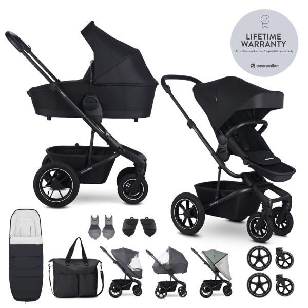 EasyWalker Harvey5 Air XXL Kombinált Babakocsi Midnight Black - Prémium Babakocsi Terepre és Városba Újszülötteknek
