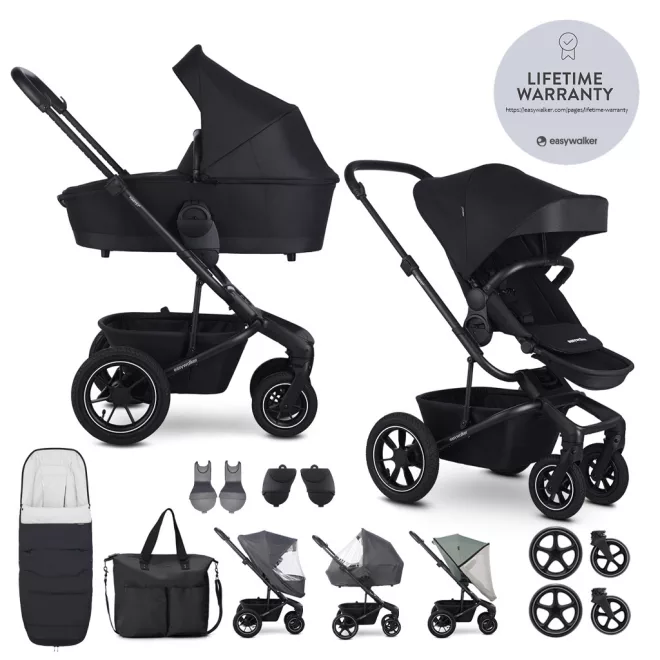 EasyWalker Harvey5 Air xxL Kombinált Babakocsi Midnight Black - Prémium Babakocsi Terepre és Városba Újszülötteknek