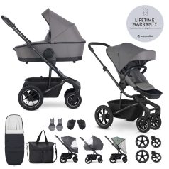   EasyWalker Harvey5 Kombinált Babakocsi xxL AIR Pebble Grey - Felfújható Kerekek, Kiemelkedő Kényelem