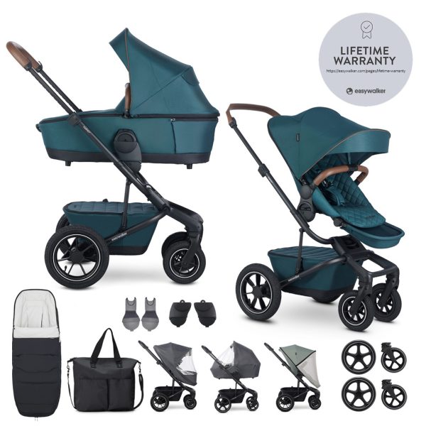 EasyWalker Harvey5 Premium Kombinált Babakocsi XXL AIR Jade Green - Felfújható Kerekek, Luxus Kivitel