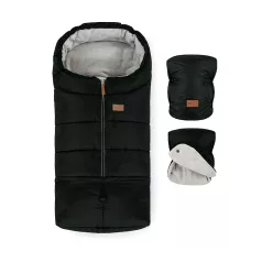   Petite & Mars Jibot 3in1 Téli Szett Jasie Ink Black Bundazsák Kézmelegítő és Kesztyű Babakocsira