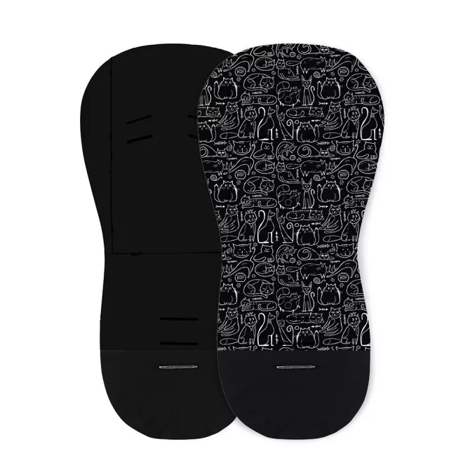 Petite & Mars Foamy Ülésbetét Babakocsiba Black Cats - Párnázott, Kényelmes és Légáteresztő Ülésbetét Mintás Kialakítással