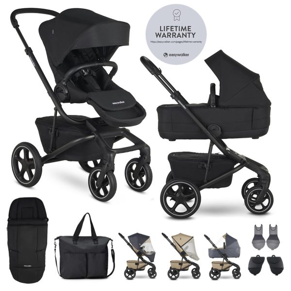 EasyWalker Jimmey Kombinált Babakocsi XXL RWS Pepper Black - Prémium Rugózás, Maximális Kényelem