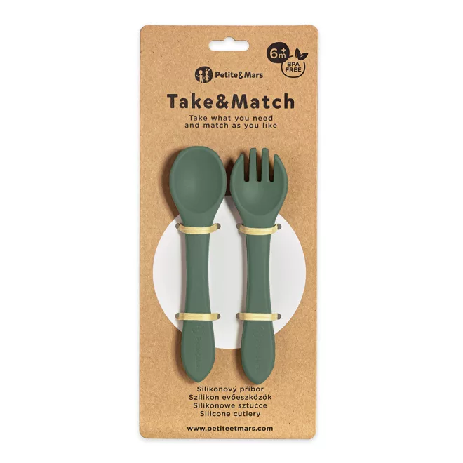Petite & Mars Take & Match BPA Mentes Evőeszközökkel Misty Green 6 Hónapos Kortól