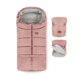   Petite & Mars Jibot 3in1 Téli Szett Jasie Dusty Pink Bundazsák Kézmelegítő és Kesztyű Babakocsira