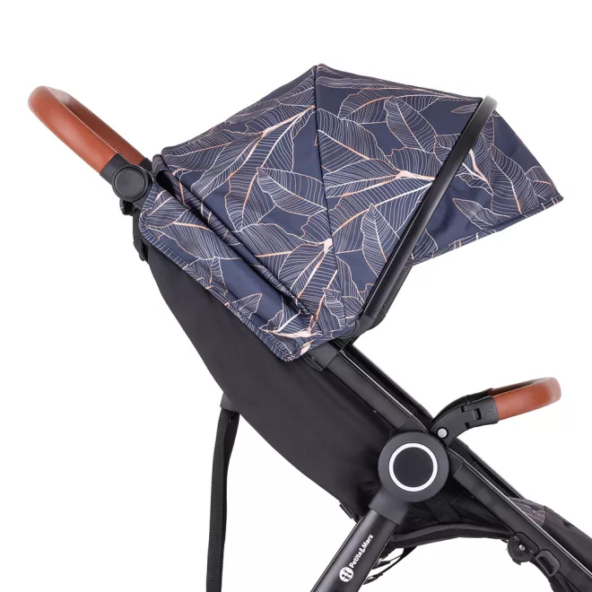 Petite & Mars Napfénytető és Övvédő Street+/Street2 Limited 100 Palmtree - Trópusi Mintás, Hatékony UV-védelem és Kényelmes Övvédő Babakocsikhoz