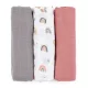 Petite & Mars Bambusz Muszlin Pelenka Szett Moussy Rose Rainbows 3db (68x68cm)