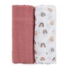 Petite & Mars Bambusz Muszlin Pelenka Szett Misty Rose Rainbow 2db (120x120cm)