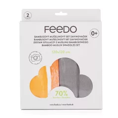   Feedo Szett Bambusz Muszlin Pólya 2db 120x120cm - Puha Légáteresztő Anyaggal Kényelmes Baba Pihenéshez