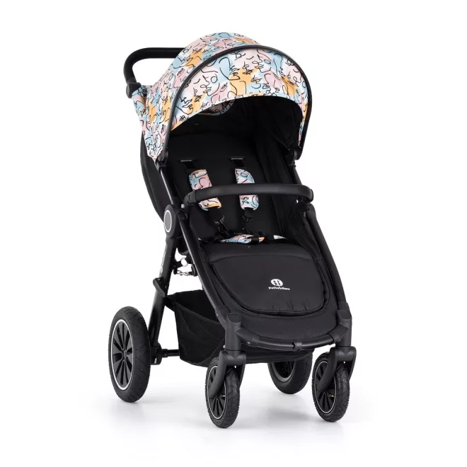 Petite & Mars Sport Babakocsi Street+ Air Black Limited 100 Faces - Légkerekes Kialakítás, Kényelmes Sétákhoz