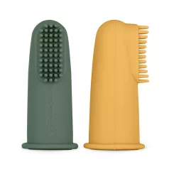   Petite & Mars Ochre & Green BPA Mentes Szilikon Ujjra Húzható Fogkefe szett 2db (Újszülött Kortól)