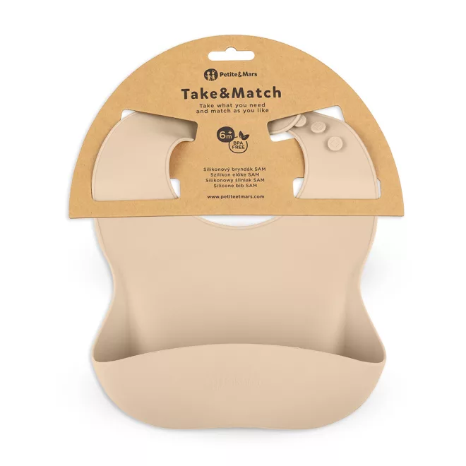 Petite & Mars Szilikon Előke BPA Mentes Take & Match Desert Sand 6 Hónapos Kortól