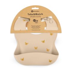   Petite & Mars Szilikon Előke BPA Mentes Take & Match Sand Butterflies 6 Hónapos Kortól