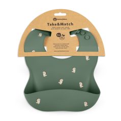   Petite & Mars Szilikon Előke BPA Mentes Take & Match Green Dinos 6 Hónapos Kortól