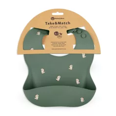   Petite & Mars Szilikon Előke BPA Mentes Take & Match Green Dinos 6 Hónapos Kortól