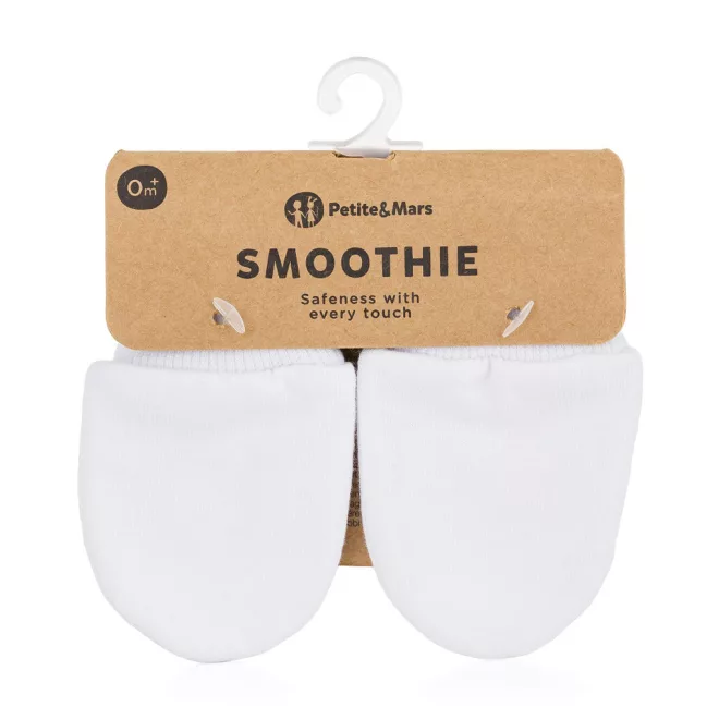Petite & Mars Újszülött Kesztyű Smoothie Infinity White Pamut Anyag (6x10cm)